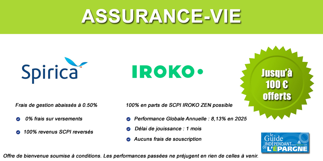 Assurance vie, offre spéciale NETLIFE 2 (Spirica) : 100% en SCPI IROKO ZEN